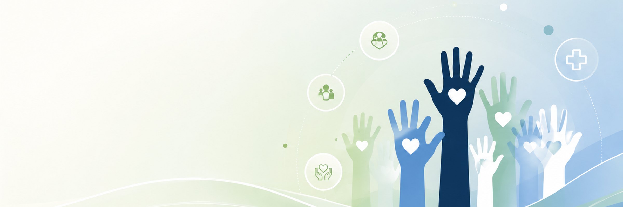 Illustration of raised hands with hearts